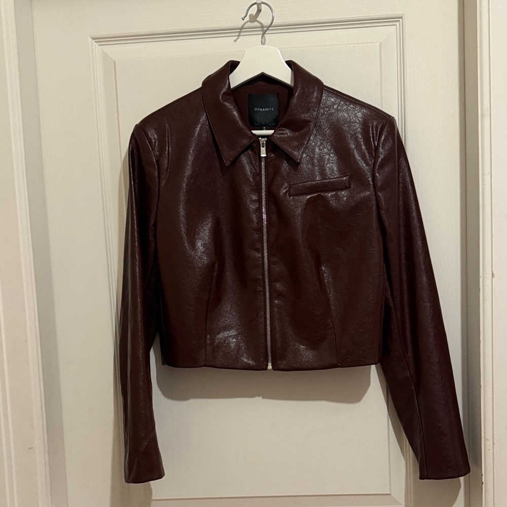 Dynamite Rich Brown Faux Leather Jacket